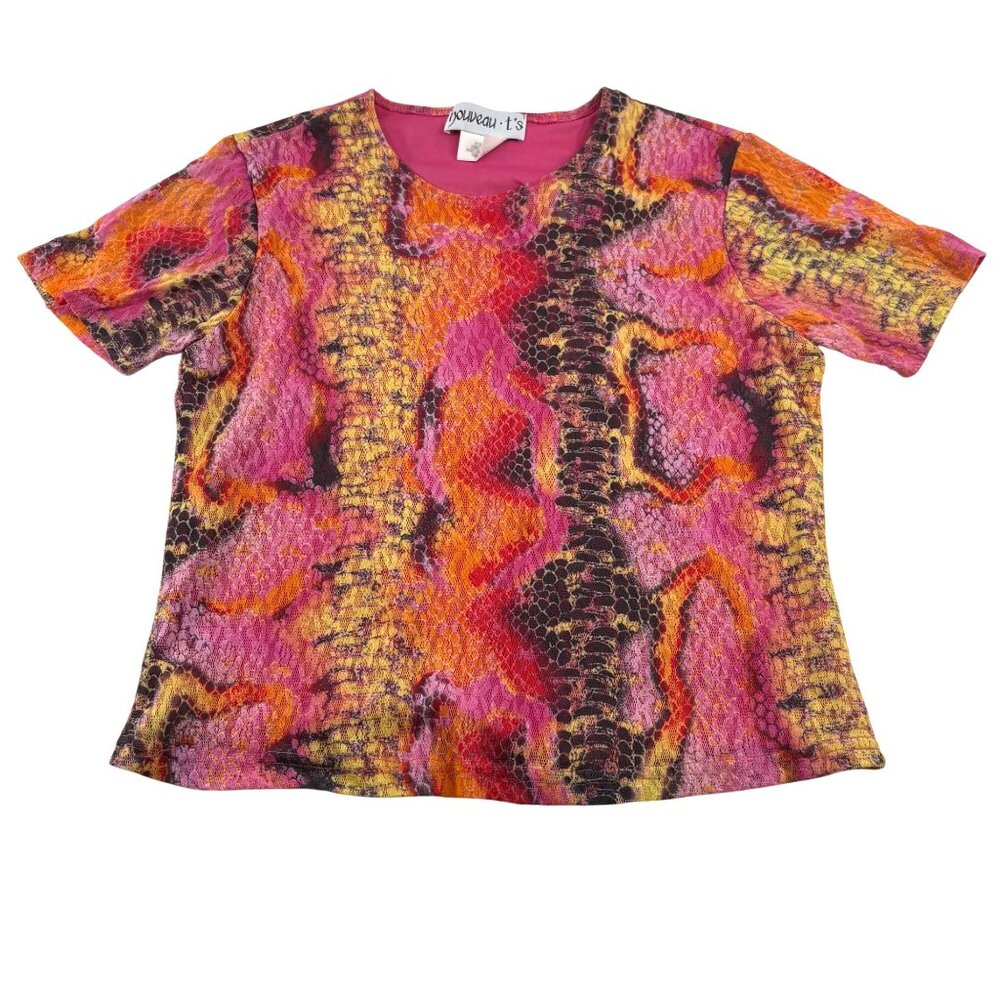 Nouveau Ts Vintage Women's Snake Print Short Sleeve Top PS‎ Short Sleeve